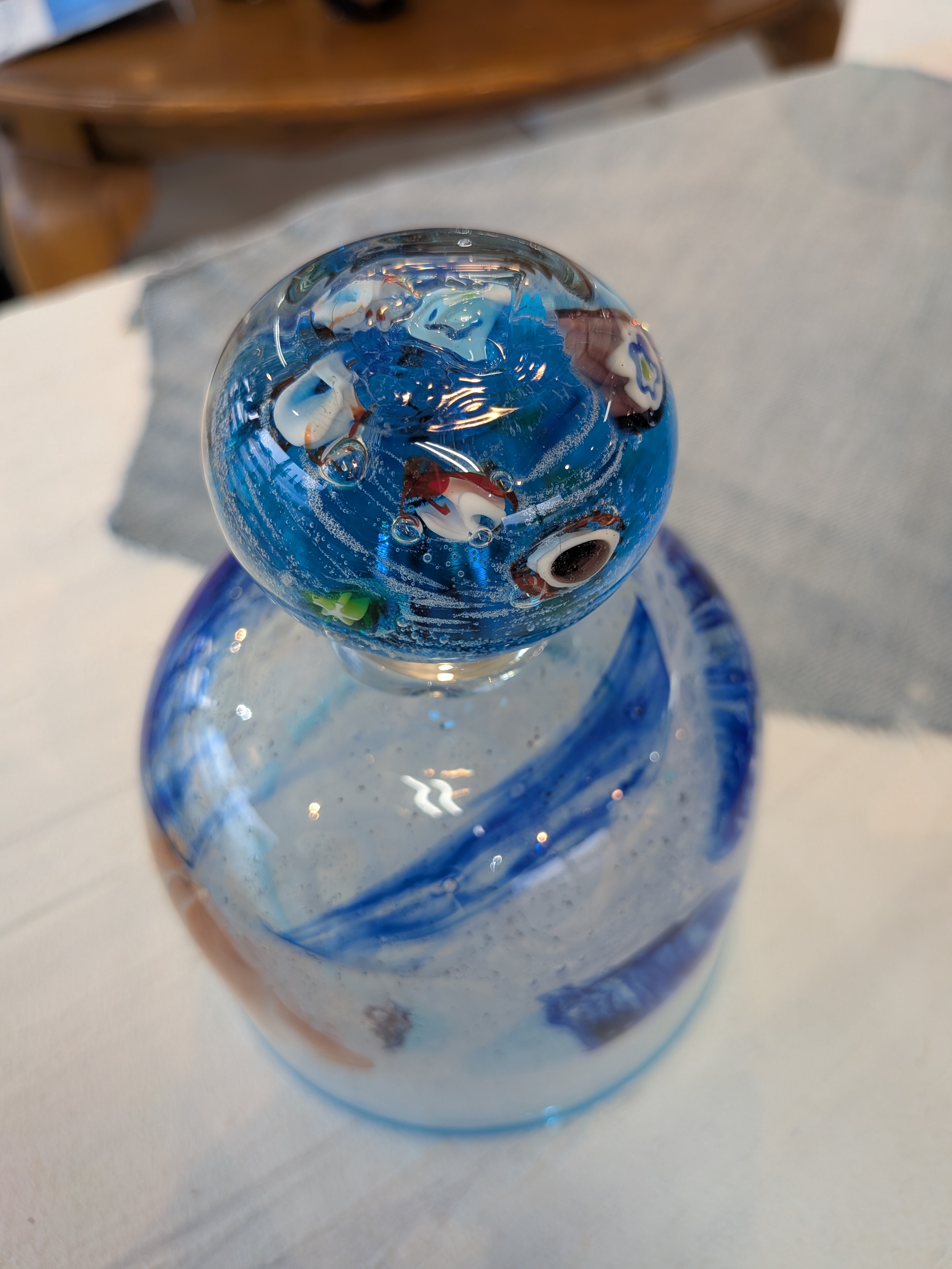 Okinawan Ryukyu Glass Collection: Artisan Ryukyu Glass Stemmed Bowl - image 3