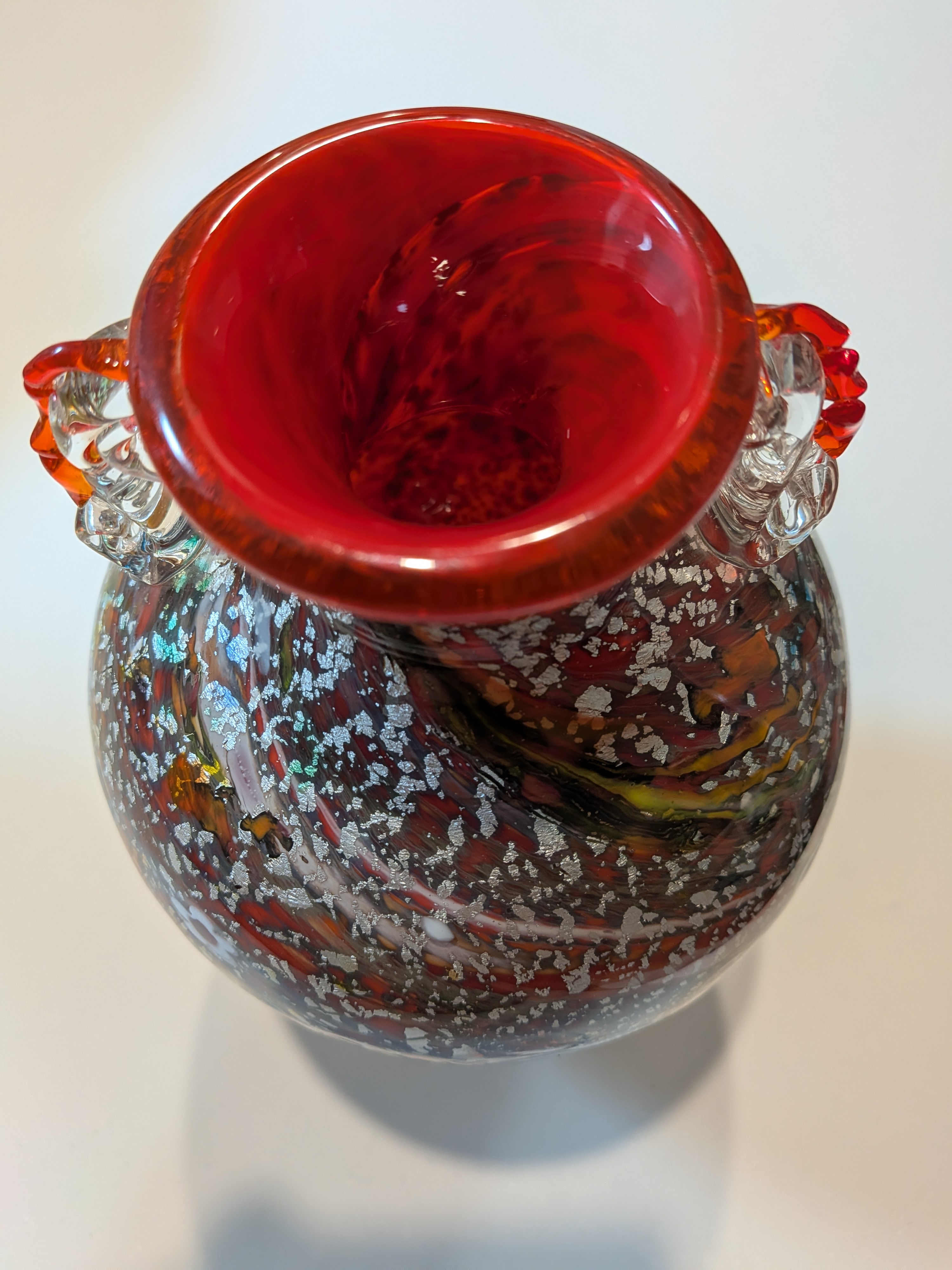 Venice Italia Glass Collection: Mid-Century Murano Millefiori & Aventurine Art Glass Vase - thumbnail 1
