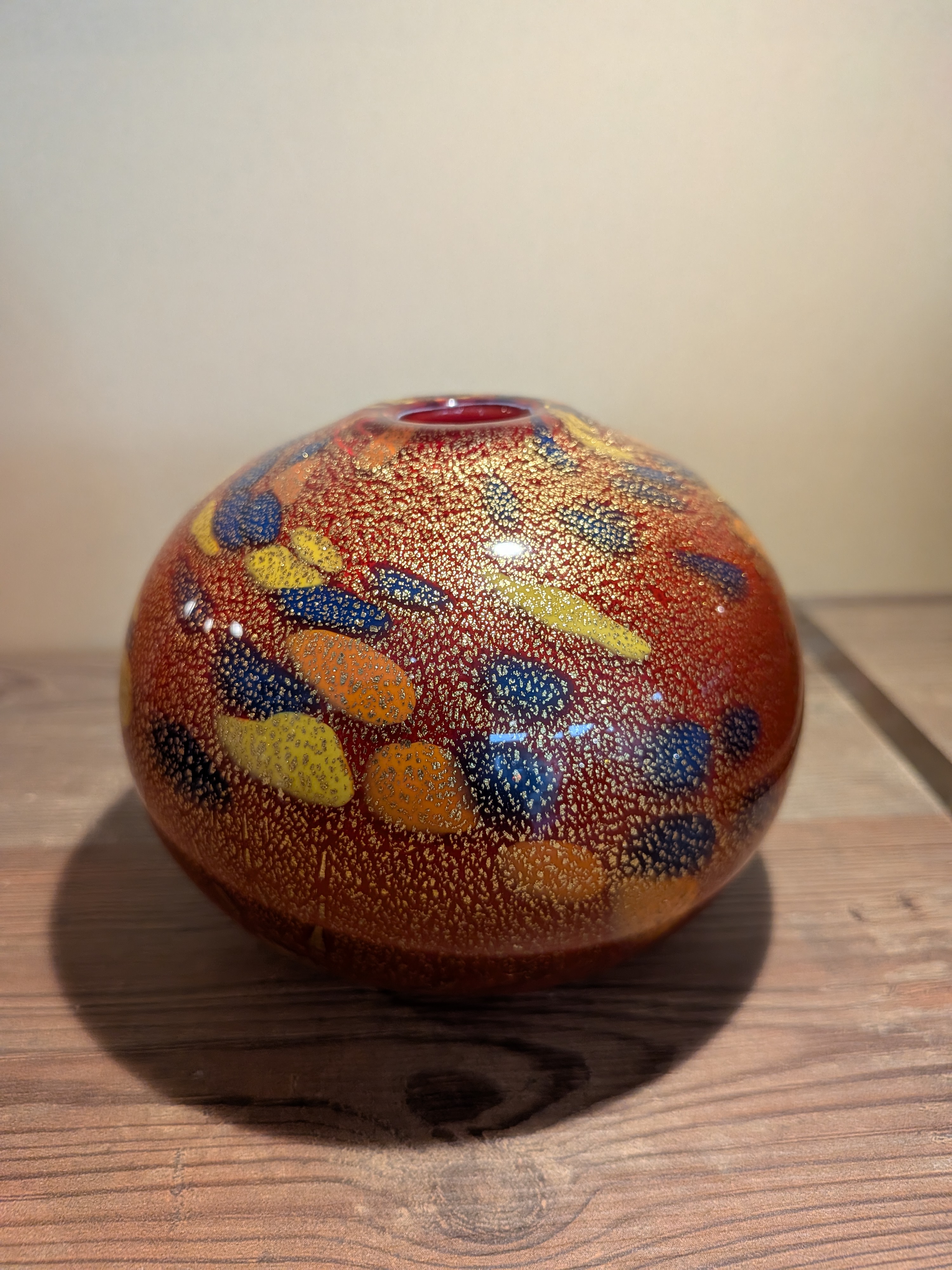 Okinawan Ryukyu Glass Collection: Master Artisan Sueyoshi KiyoichiAmber Nebula Fine Art Vase - thumbnail 1