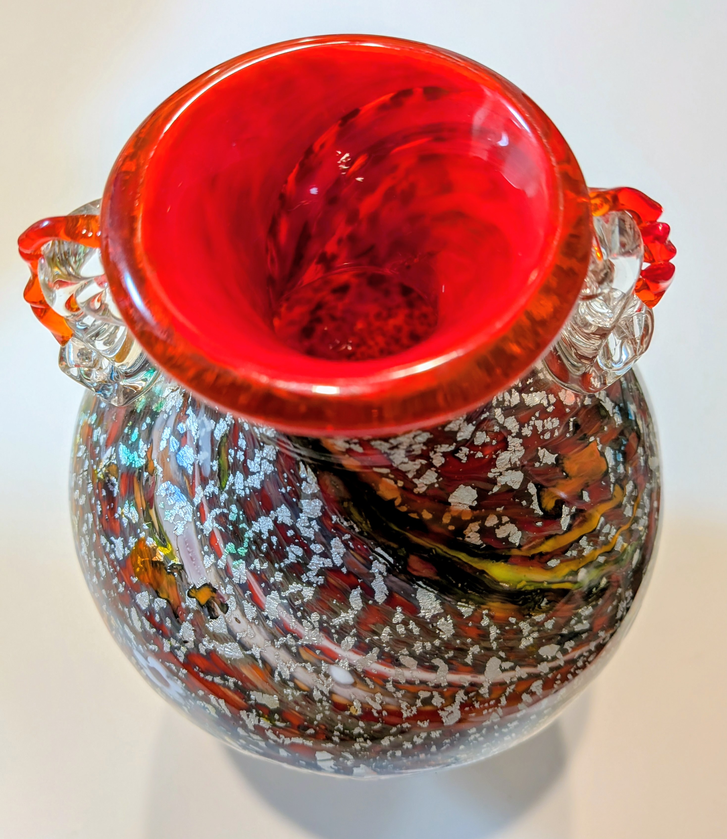 Venice Italia Glass Collection: Mid-Century Murano Millefiori & Aventurine Art Glass Vase - thumbnail 2