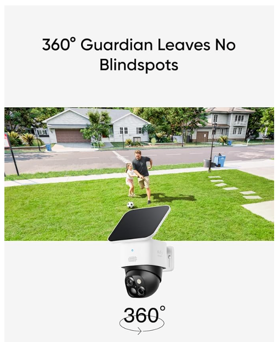 eufy Security 3K Dual Camera, SoloCam S340, Solar Security Cameras Wireless Outdoor, Cameras for Home Security, 360°Coverage, Pan & Tilt, No Blind Spots, No Monthly Fee, Built-in 8GB - thumbnail 5