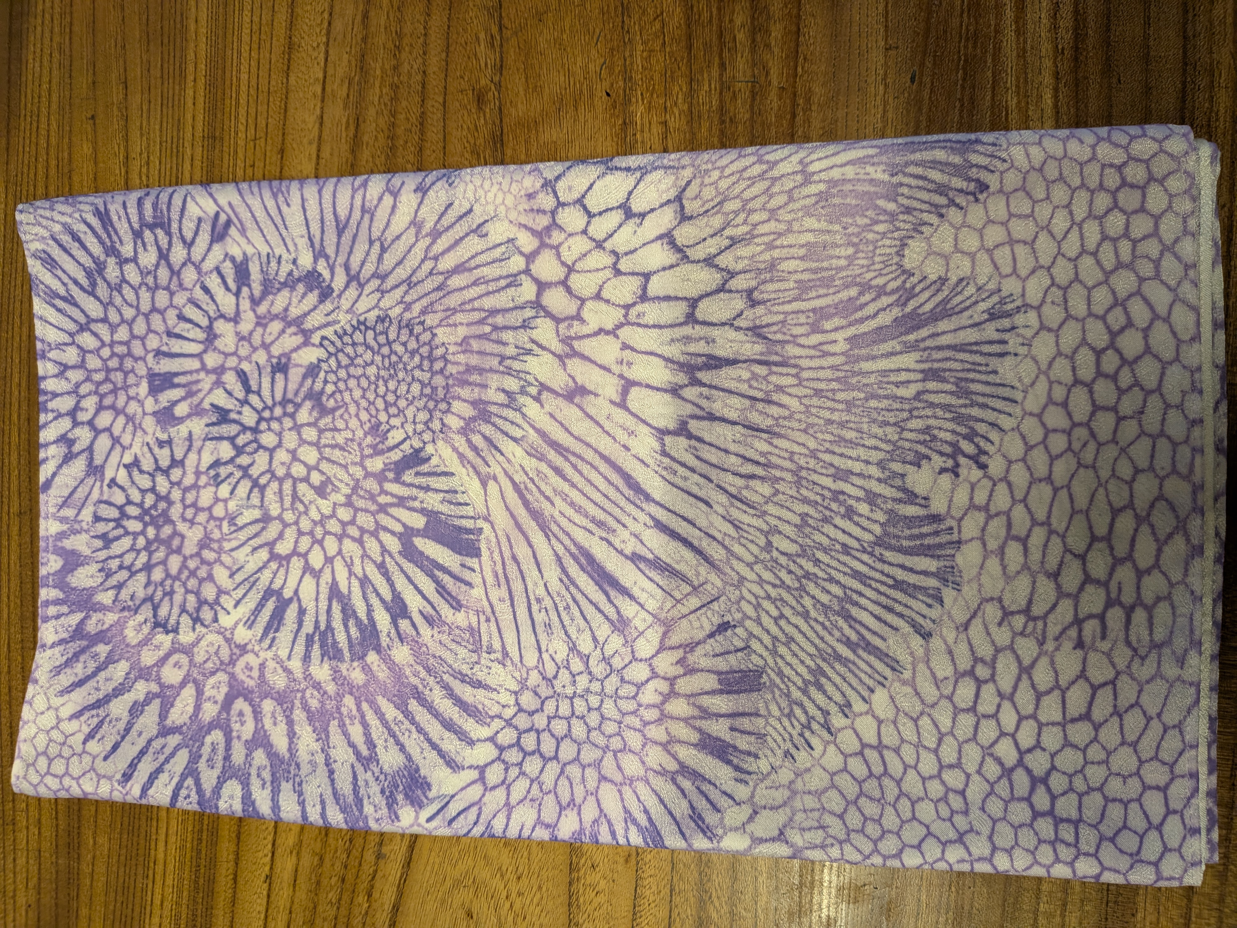 Okinawan Ryukyu Fine Dyeing Collection: Shuri Ryusen, Handcrafted 100% Pure Kyoto Silk Large Sango-Zome (Coral Dyeing) Scarf, Lavender Purple - image 2