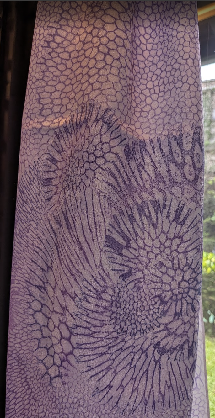 Okinawan Ryukyu Fine Dyeing Collection: Shuri Ryusen, Handcrafted 100% Pure Kyoto Silk Large Sango-Zome (Coral Dyeing) Scarf, Lavender Purple - thumbnail 1
