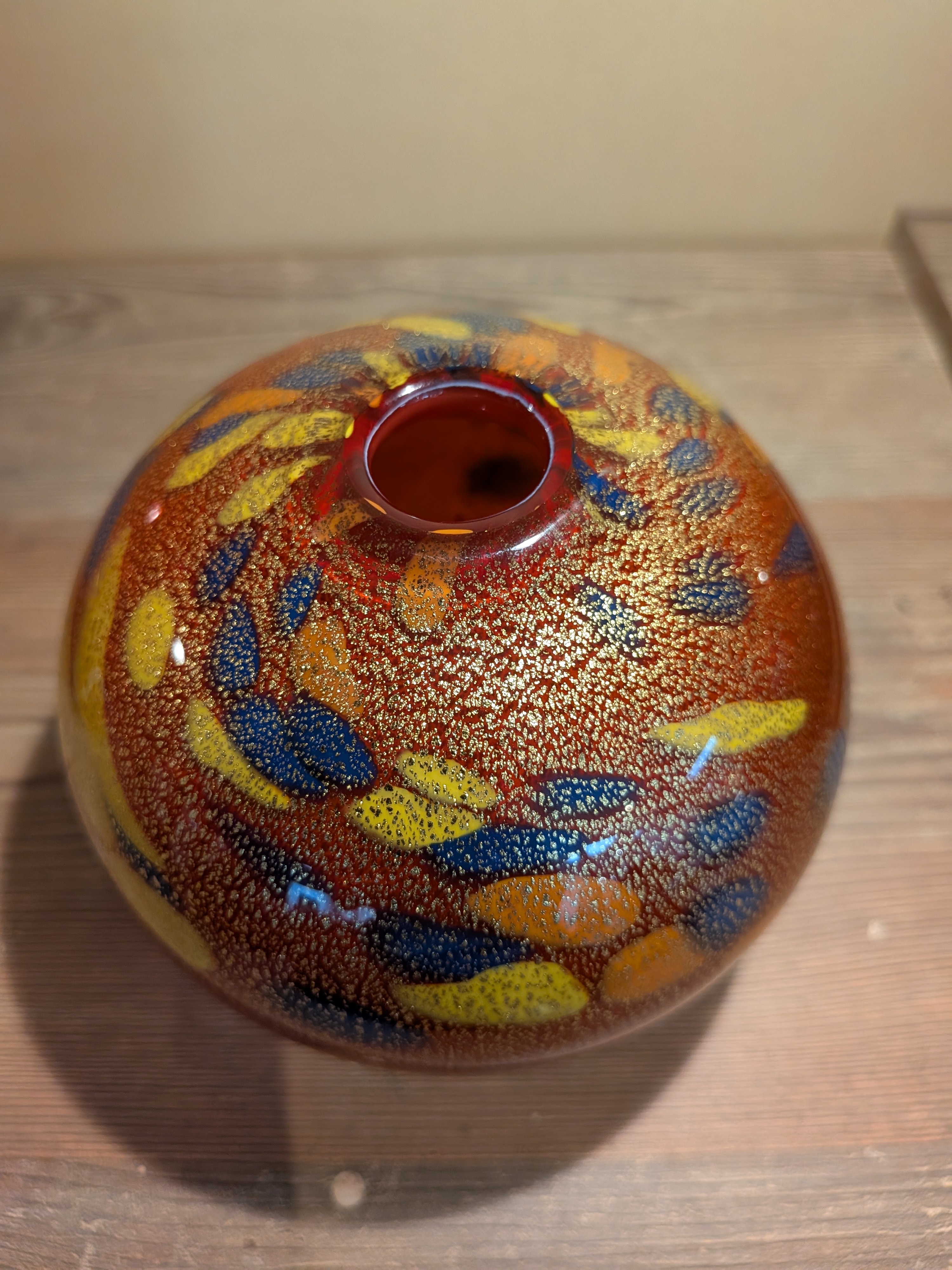 Okinawan Ryukyu Glass Collection: Master Artisan Sueyoshi KiyoichiAmber Nebula Fine Art Vase - thumbnail 2