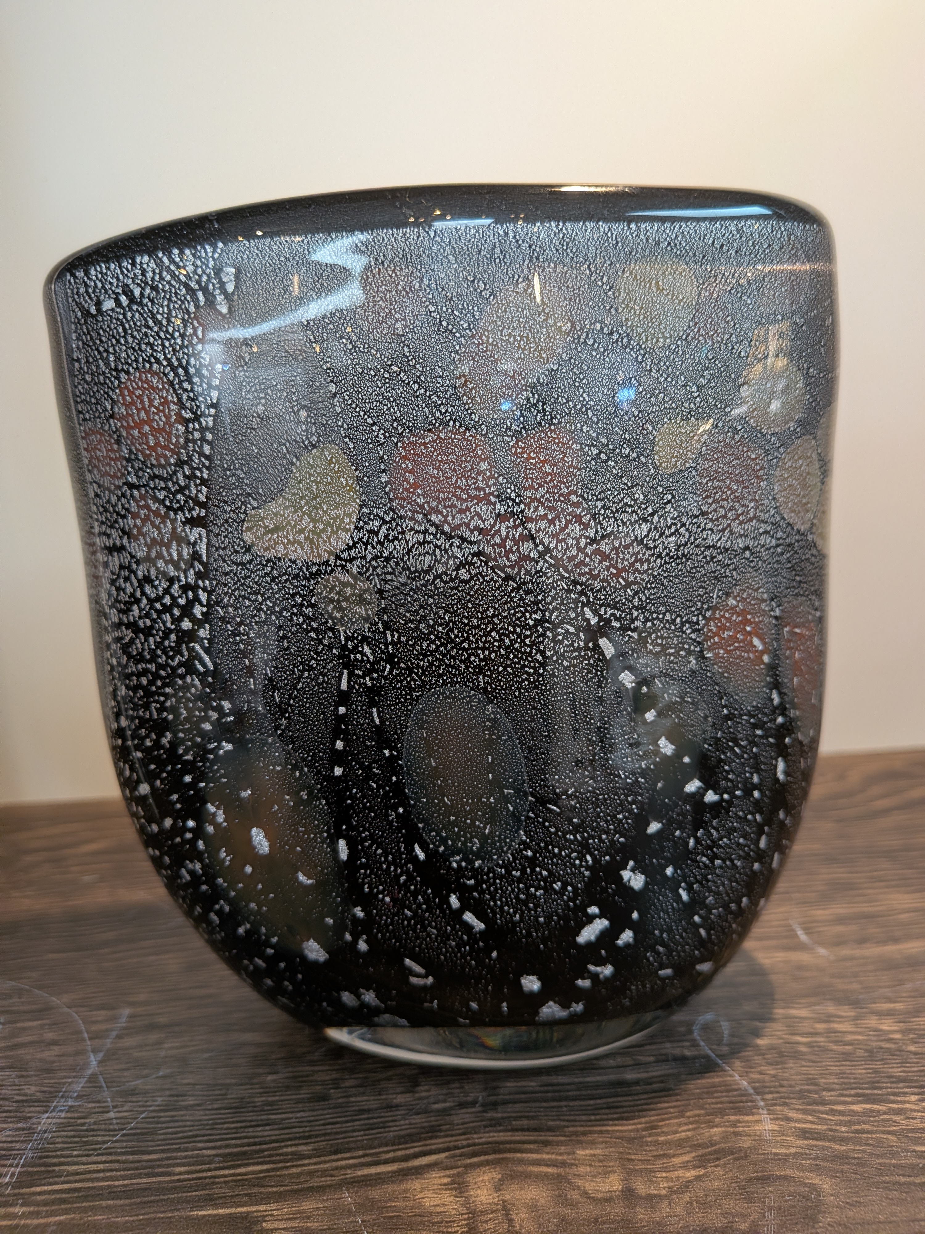 Okinawan Ryukyu Itoman Fine Glass Village Collection: Master Artisan Sueyoshi Kiyoichi, Silver Stardust Fine Art Vase - image 1