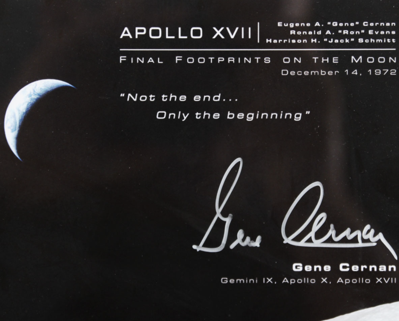 Gene Cernan Signed Photo Display — Apollo 17 XVII: Celebrating the Golden Age of Space Heritage & Historical Collectibles - thumbnail 3