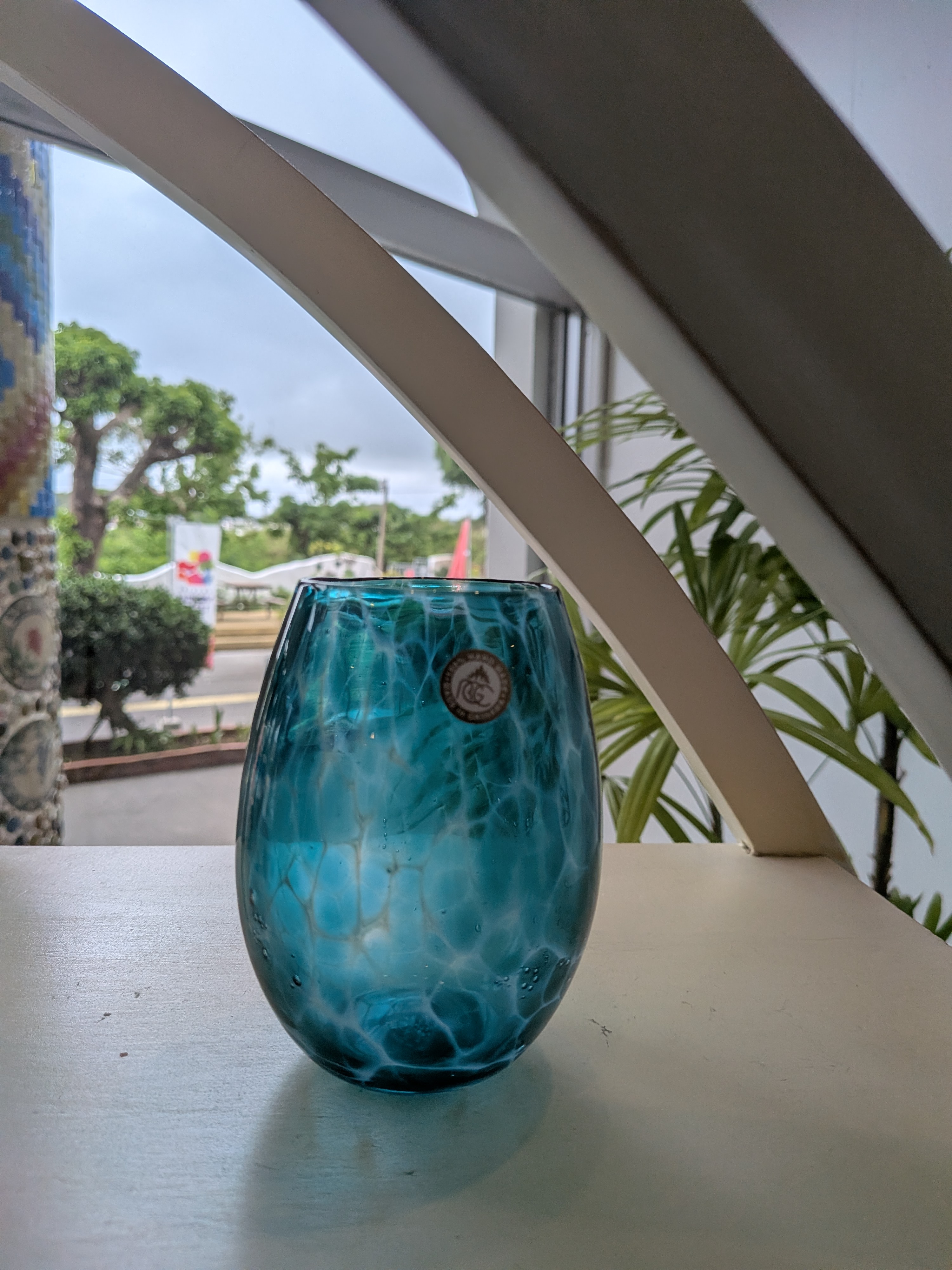 Okinawan Ryukyu Glass Fine Art Collection: Master Artisan Tatsu Tomori, Okinawa Handcrafted "Suiei" Water-Shadow Deep Teal Glass Tumbler (水影タンブラー) - thumbnail 1