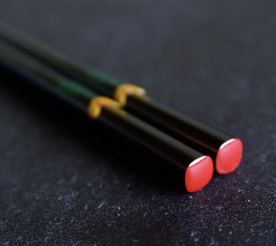 Okinawan Ryukyu Naha Lacquerware Collection: Kakuman Fine Lacquerware, Handcrafted Black Urushi Sculpted Floral Chopsticks - image 3