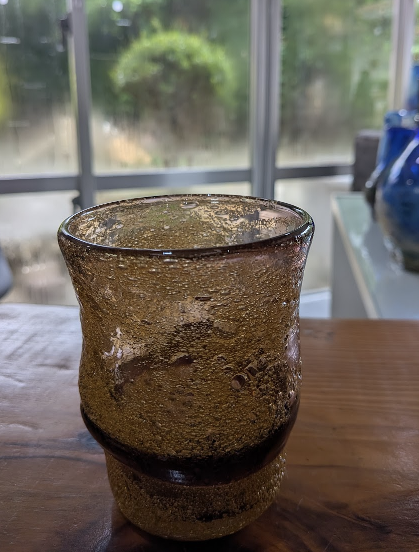 Okinawan Ryukyu Hand-Blown Glass Collection: Third-Generation Artisan Ayumu Inamine (稲嶺 歩夢) - Amber-Bronze Bubble Glass Tumbler (宙吹ガラス) - thumbnail 2