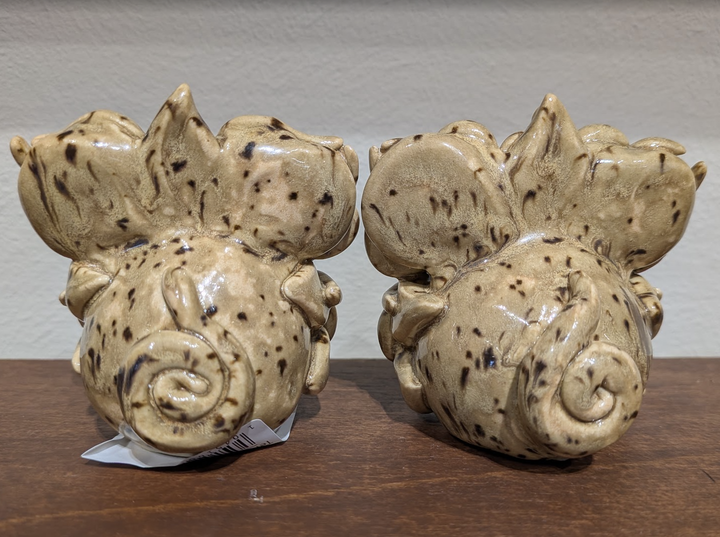 Okinawan Ryukyu Yachimun Collection: Kyoko Miyagi (宮城 京子) -Handcrafted Whimsical Glazed Shisa Guardian Pair (シーサー) - image 2