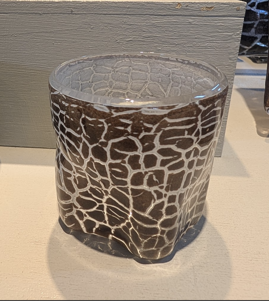 Okinawan Ryukyu Nago Fine Glass Collection: Glass Art Ai, Hand-Blown Zakimi Castle Wall Crackle Glass Tumbler / Rock Glass 座喜味城 Series - thumbnail 2