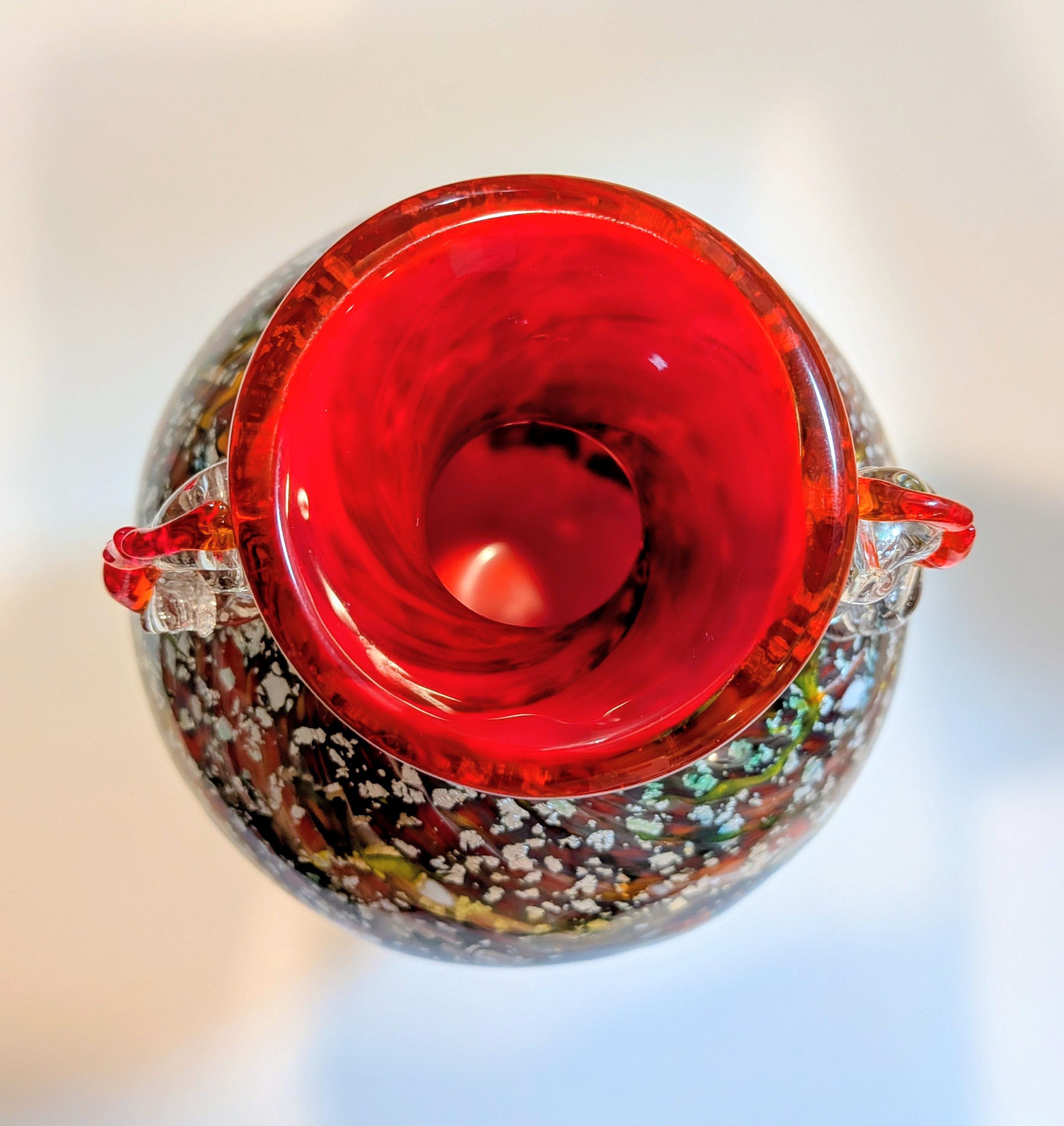 Venice Italia Glass Collection: Mid-Century Murano Millefiori & Aventurine Art Glass Vase - thumbnail 3