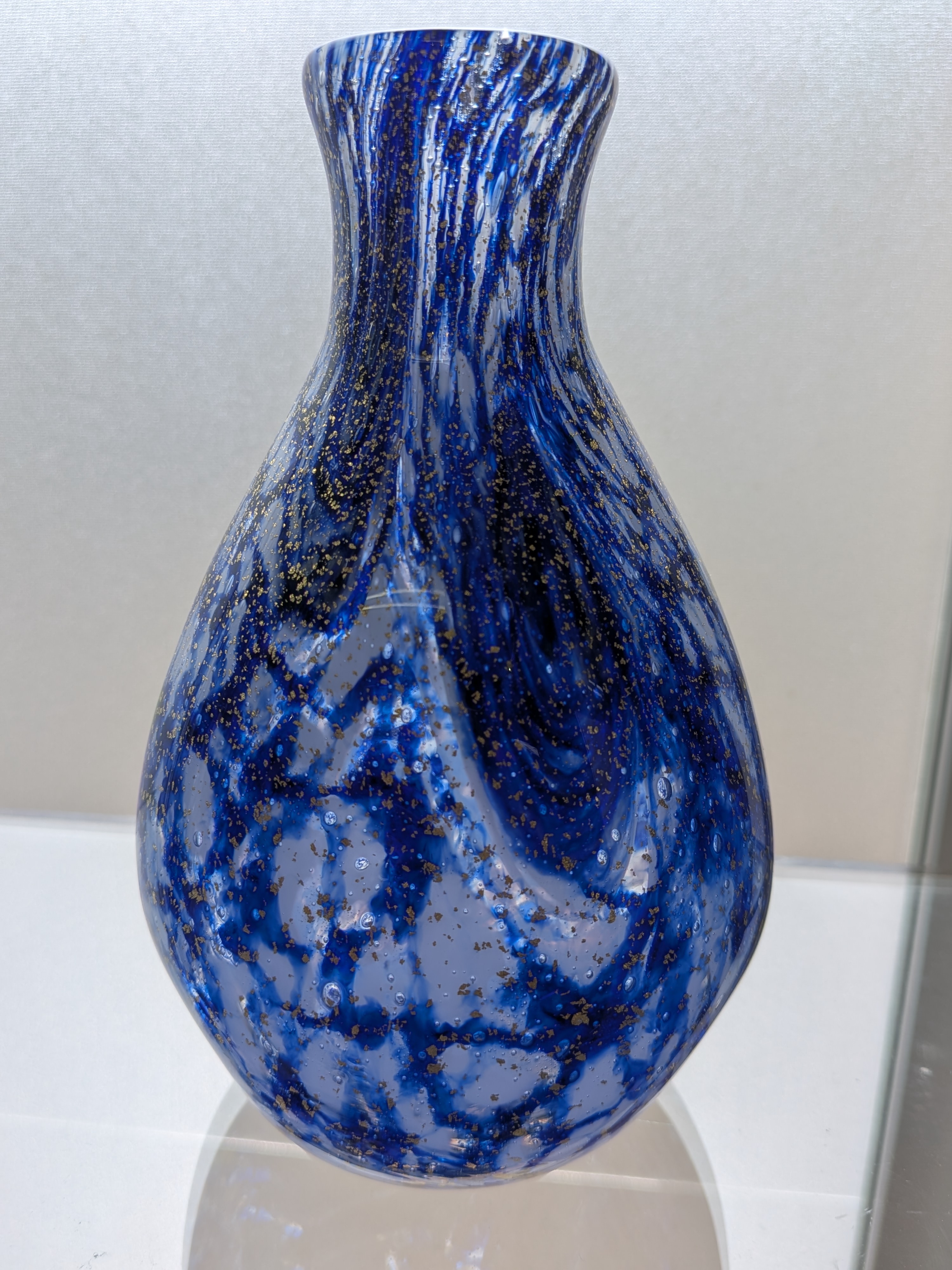 Okinawan Ryukyu Hand-Blown Glass Collection: Takumi Kōbō Studio - Hideyoshi Matsuda (松田 英吉), Celestial Ocean & Gold Leaf Fine Art Glass Vase - Earth Edition / 宙吹ガラス - image 1