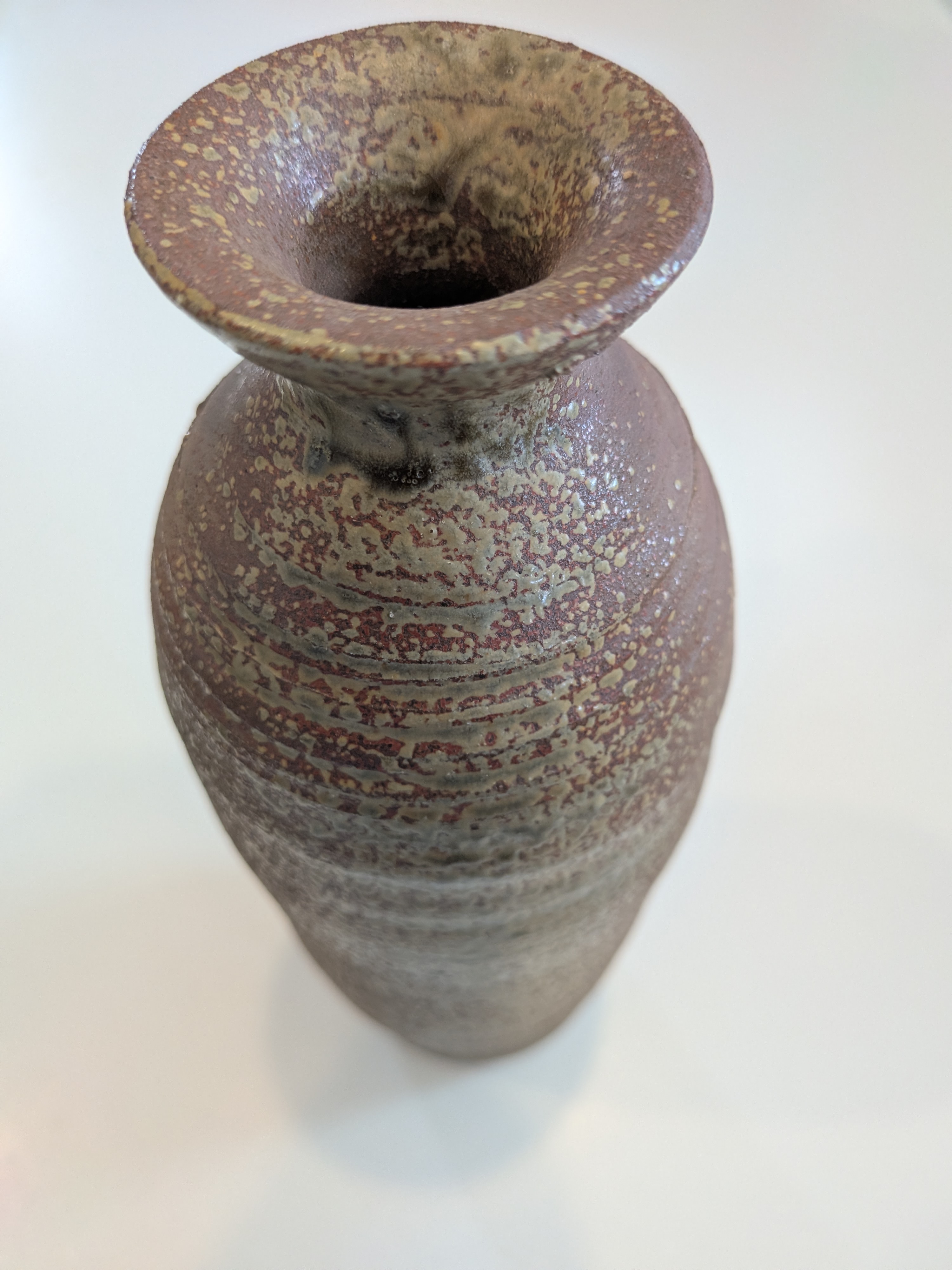 Okinawan Ryukyu Pottery Collection: Traditional Ara-yachi Wood-Fired Unglazed Okinawan Stoneware Vase with Natural Ash Finish - image 1