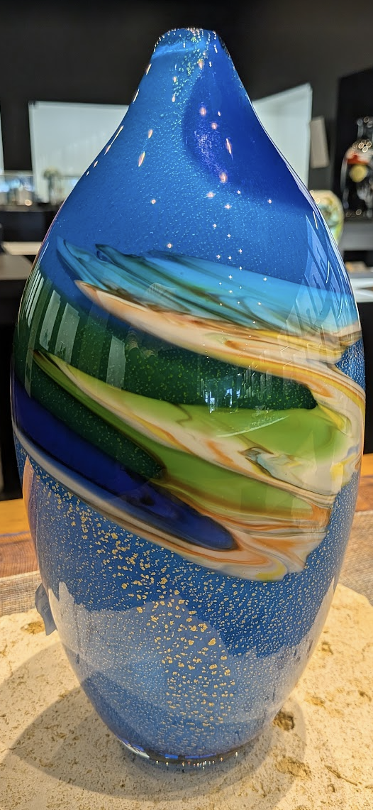 Tsuneo Taira “Shima-geshiki” Masterwork Ryukyu Glass Vase: Tsuneo Taira (平良 恒雄) - Ryukyu Glass Village - thumbnail 1