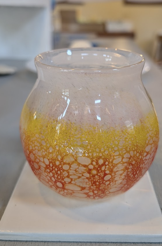 Okinawan Ryukyu Nago Fine Glass Collection: Glass Art Ai, Hand-Blown Zakimi Castle Wall Crackle Glass Tumbler / Rock Glass 座喜味城 Series - image 1