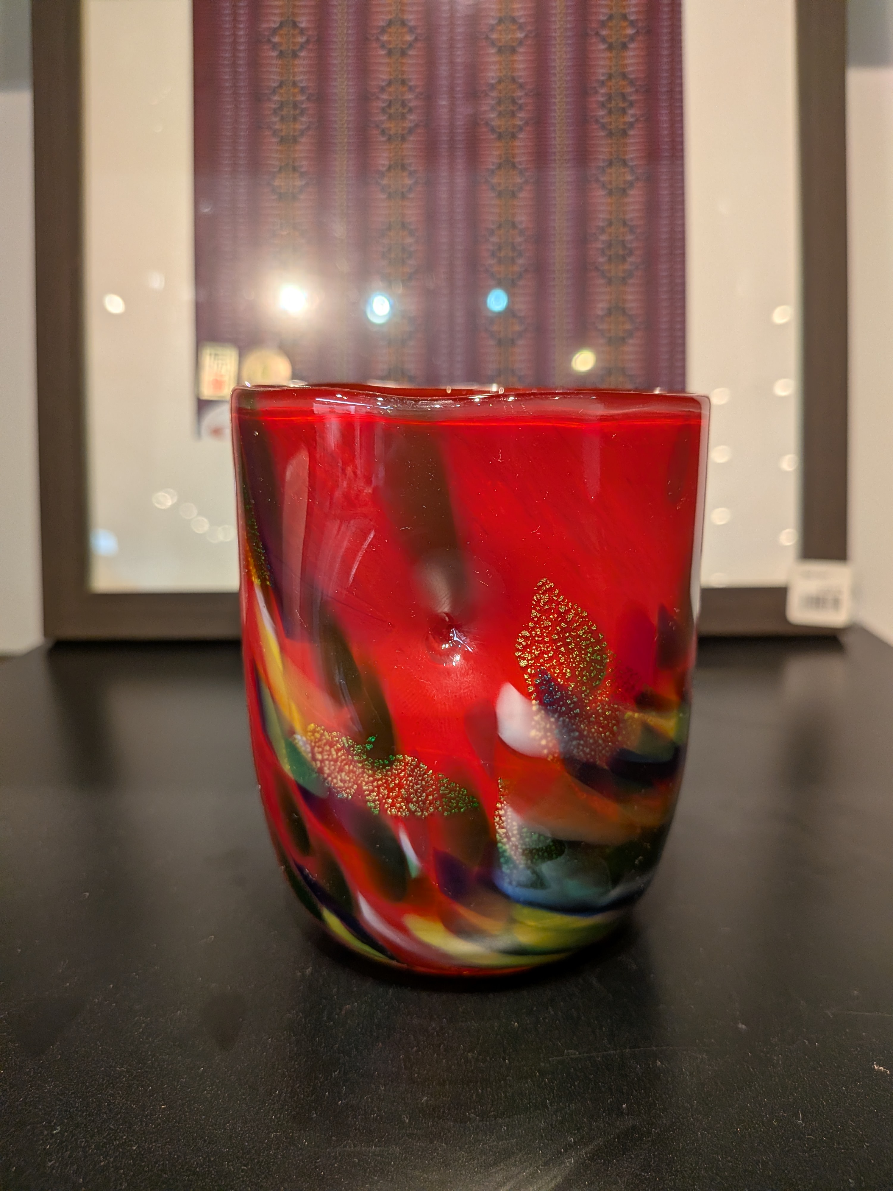 Okinawan Ryukyu Glass Collection: Master Uehara Tokuzo, Crimson Sun Art Tumbler - thumbnail 1