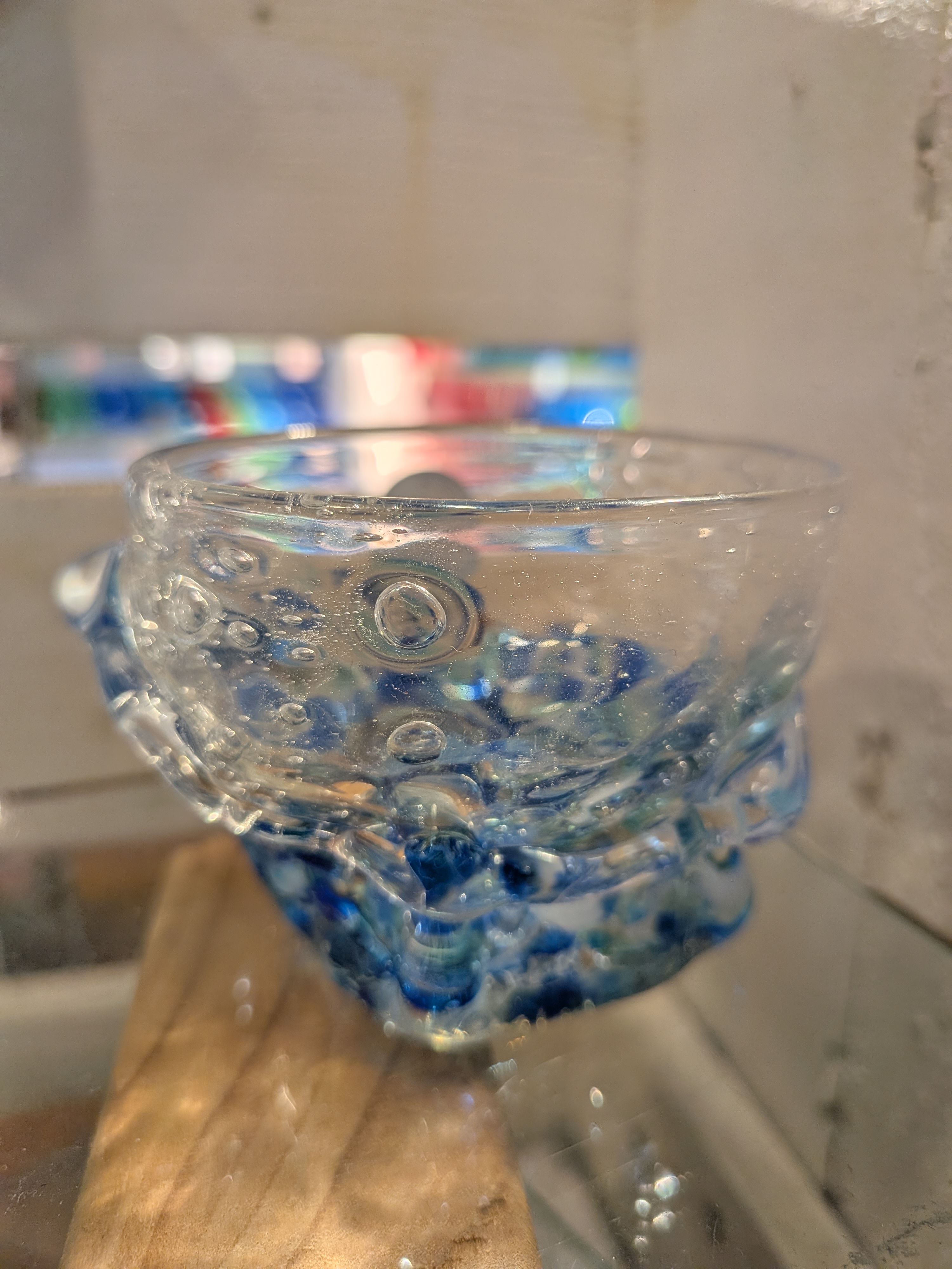Okinawan Ryukyu Master Glassworks Collection: “Blue Fall”: Master Craftsman Heritage by Yoshirou Ikemiyagi “Blue Fall” Master Glass Vessel - thumbnail 2