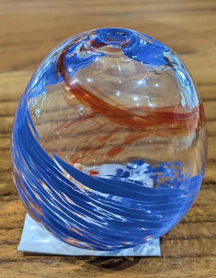 Okinawan Ryukyu Glass Collection: Yomitan Yachimun no Sato Glass Bud Vase (Rinzashi / 輪挿し) - thumbnail 1