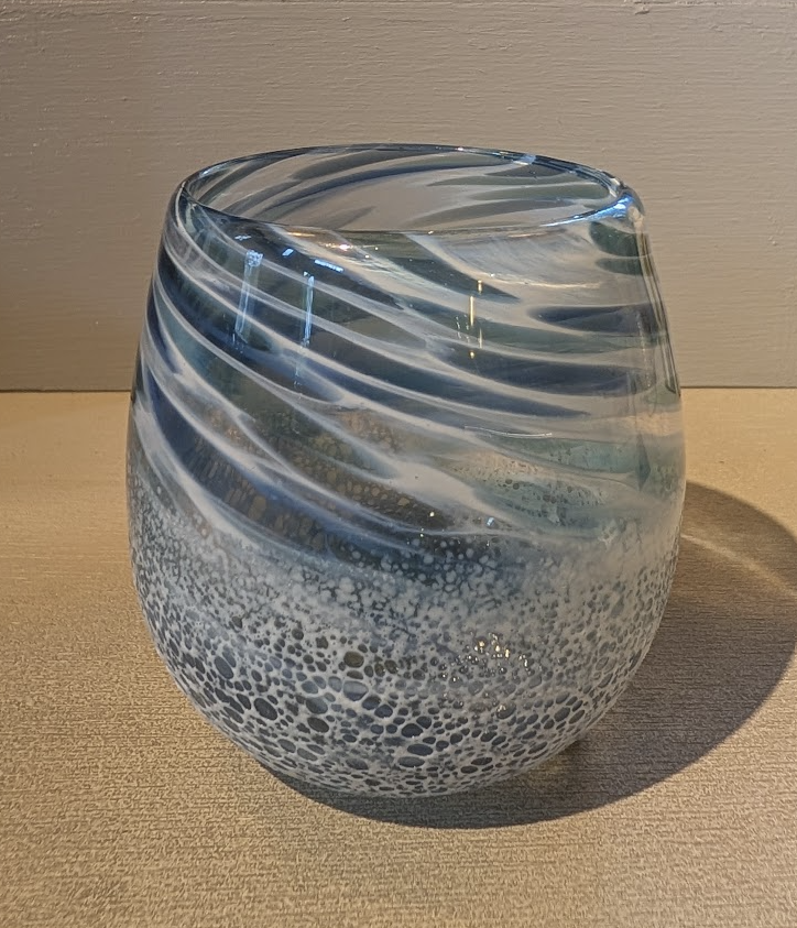 Okinawan Ryukyu Nago Glass Glass Fine Art Collection: Glass Art Imagokoro (グラスアート いまごころ), “Sea Spray & Swirling Waves” Glass Vessel / Tumbler - thumbnail 1