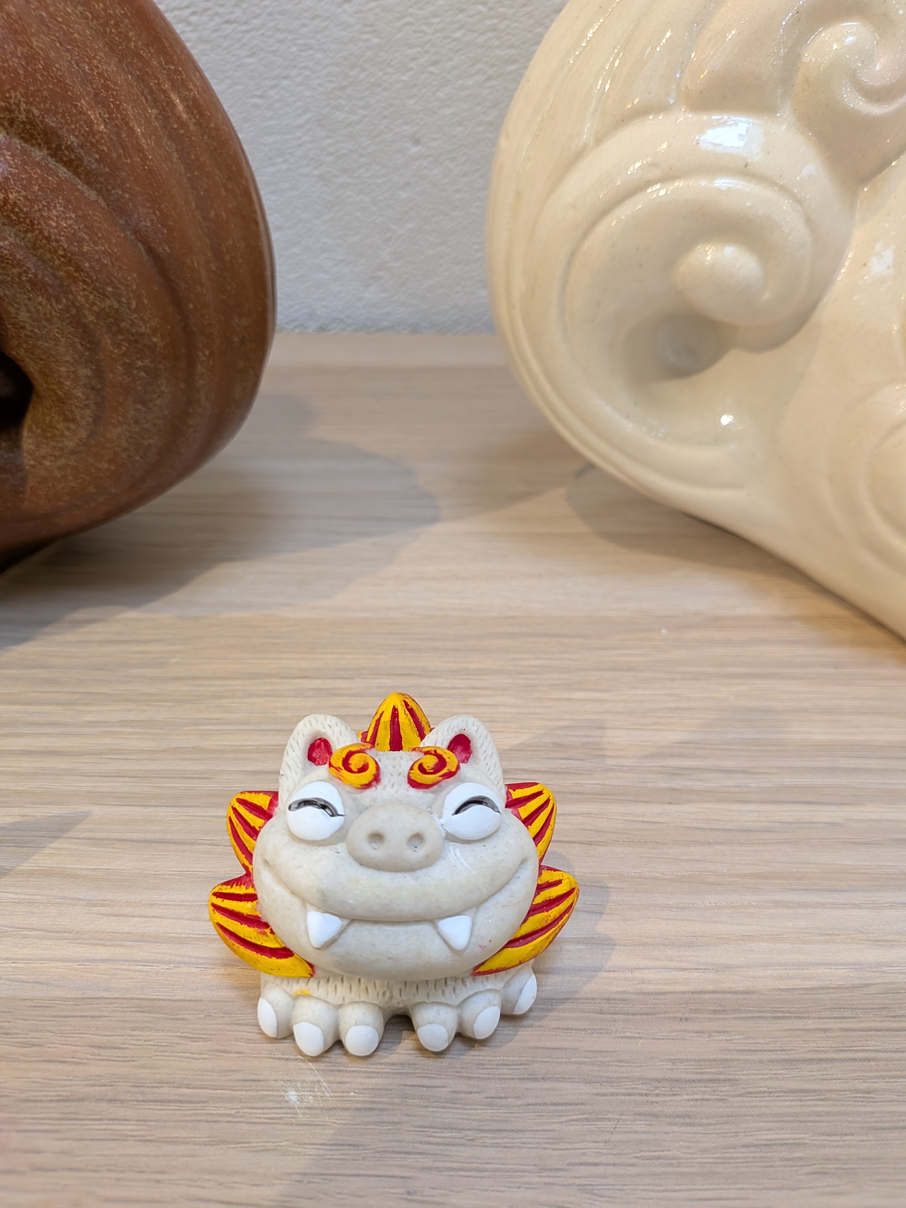 Okinawan Ryukyu Folk Art & Ceramic Collection: Okinawa Handcrafted “Yugafu Shisa” Good Fortune Guardian Pair Statue Set (ゆがふ獅子) - image 2