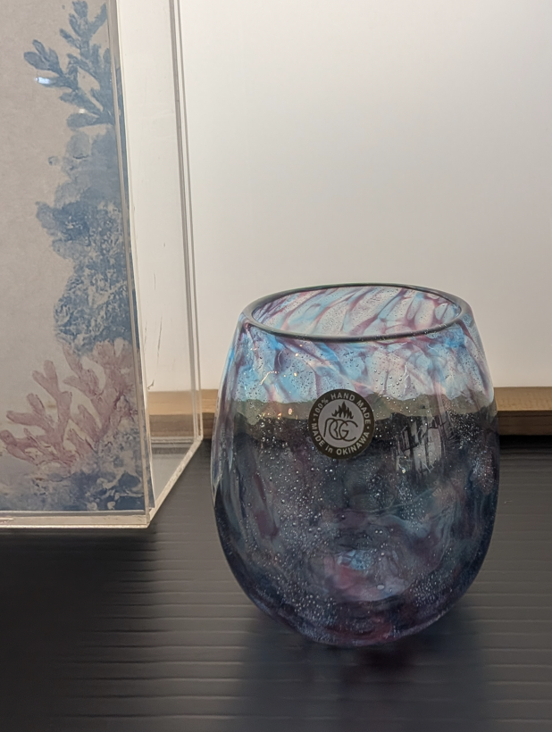 Okinawan Ryukyu Fine Art Glass Collection: Okinawa Craft Artisan Sachiko Shimazu — “Coral ~ Lagoon ~” Glass Tumbler 珊瑚〜Lagoon〜Sheltered Reef Waters - thumbnail 1