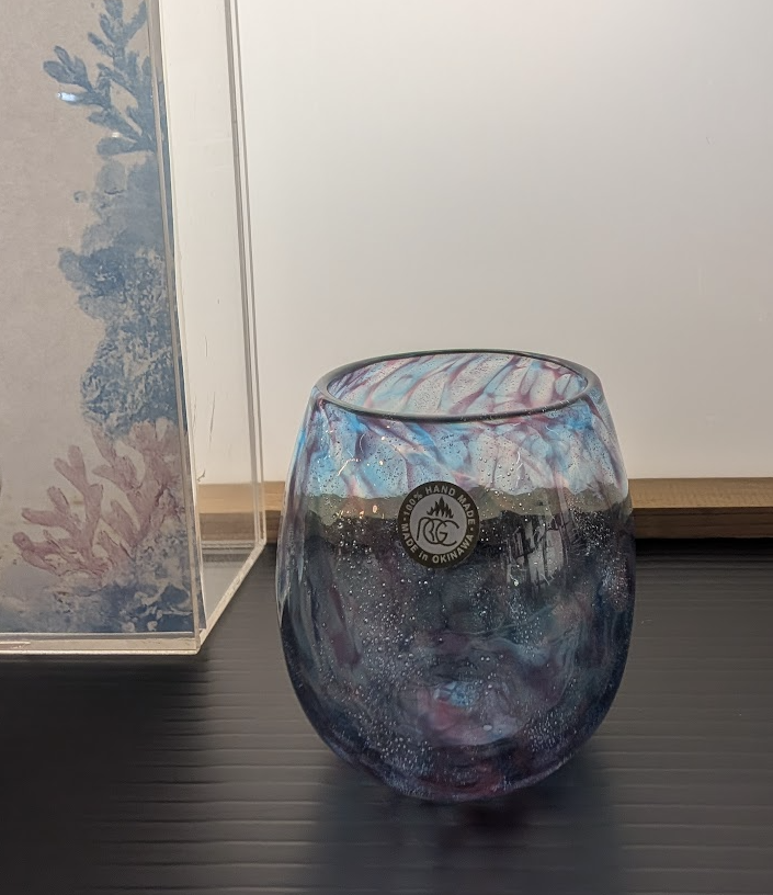 Okinawan Ryukyu Fine Art Glass Collection: Okinawa Craft Artisan Sachiko Shimazu — “Coral ~ Lagoon ~” Glass Tumbler 珊瑚〜Lagoon〜Sheltered Reef Waters - thumbnail 2