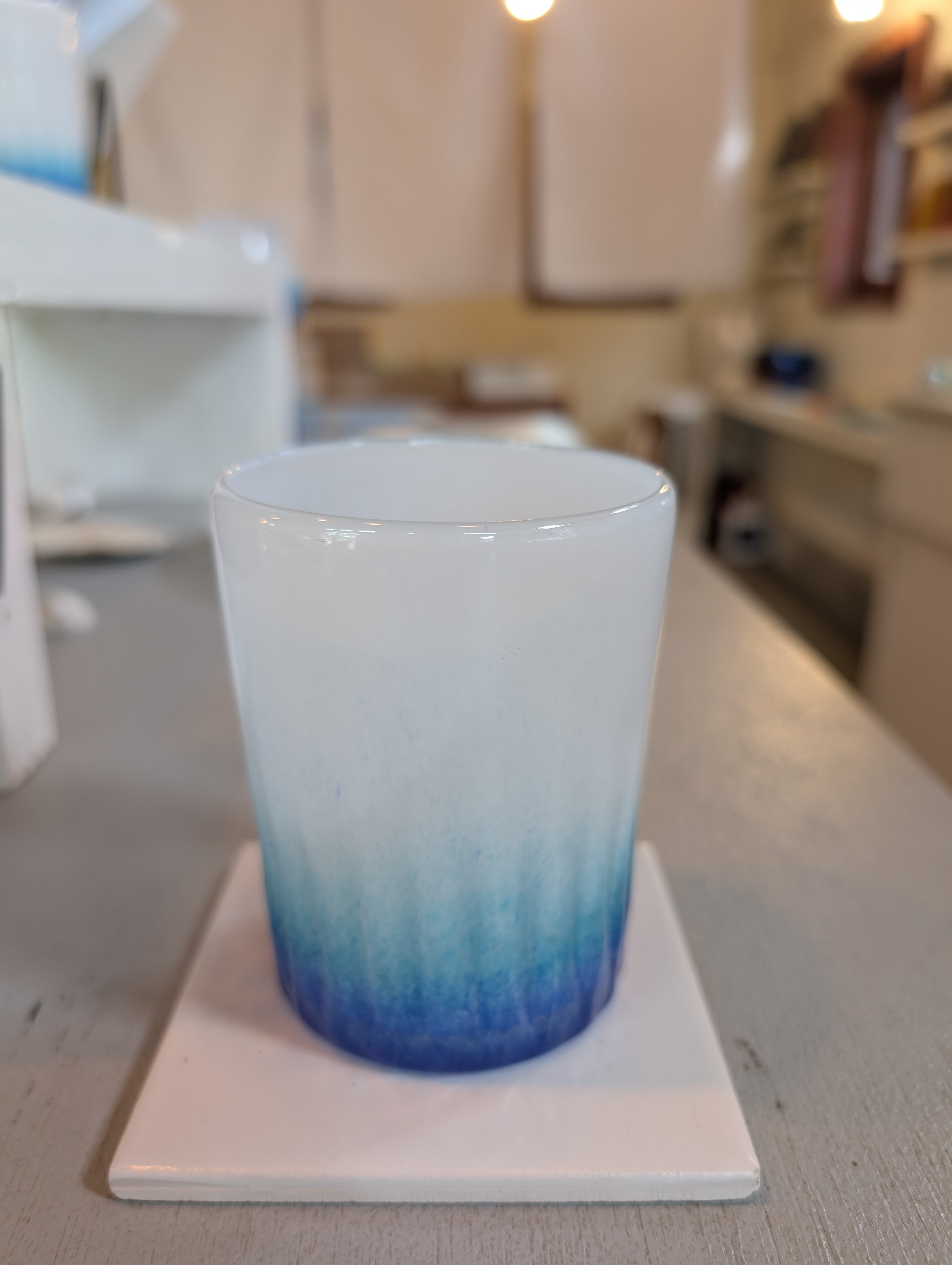 Okinawan Ryukyu Nago Fine Glass Collection: Glass Art Ai, Hand-Blown “Lagoon” Kerama Ocean Glass Tumbler 慶良間 Lagoon Series - image 2