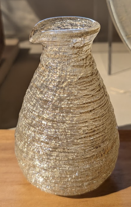 Okinawan Heritage Ryukyu Nago Fine Glass Collection: Glass Art Ai (グラスアート藍), Hand-Blown Textured Sake Decanter (Tokkuri) - image 1